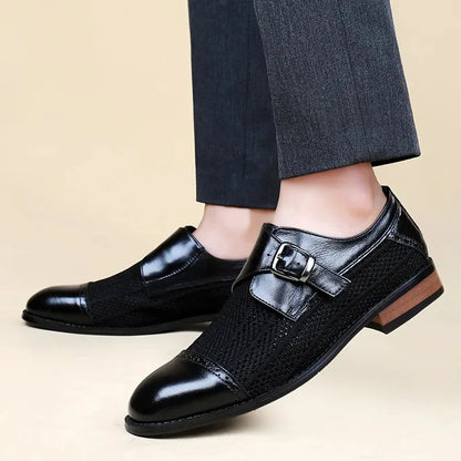 Men Shoes High Quality Hollowed-out Leather Shoes Breathable Casual Footwear Comfort Driving Shoe Hollowed Business Dress Shoes