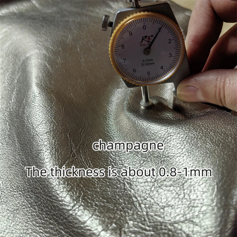 0.8/1mm Champagne Gold Metallic Brown Sheepskin. First Layer Leather.Real Leather Fabric. Handmade DIY For Bags. Whole Sheepskin