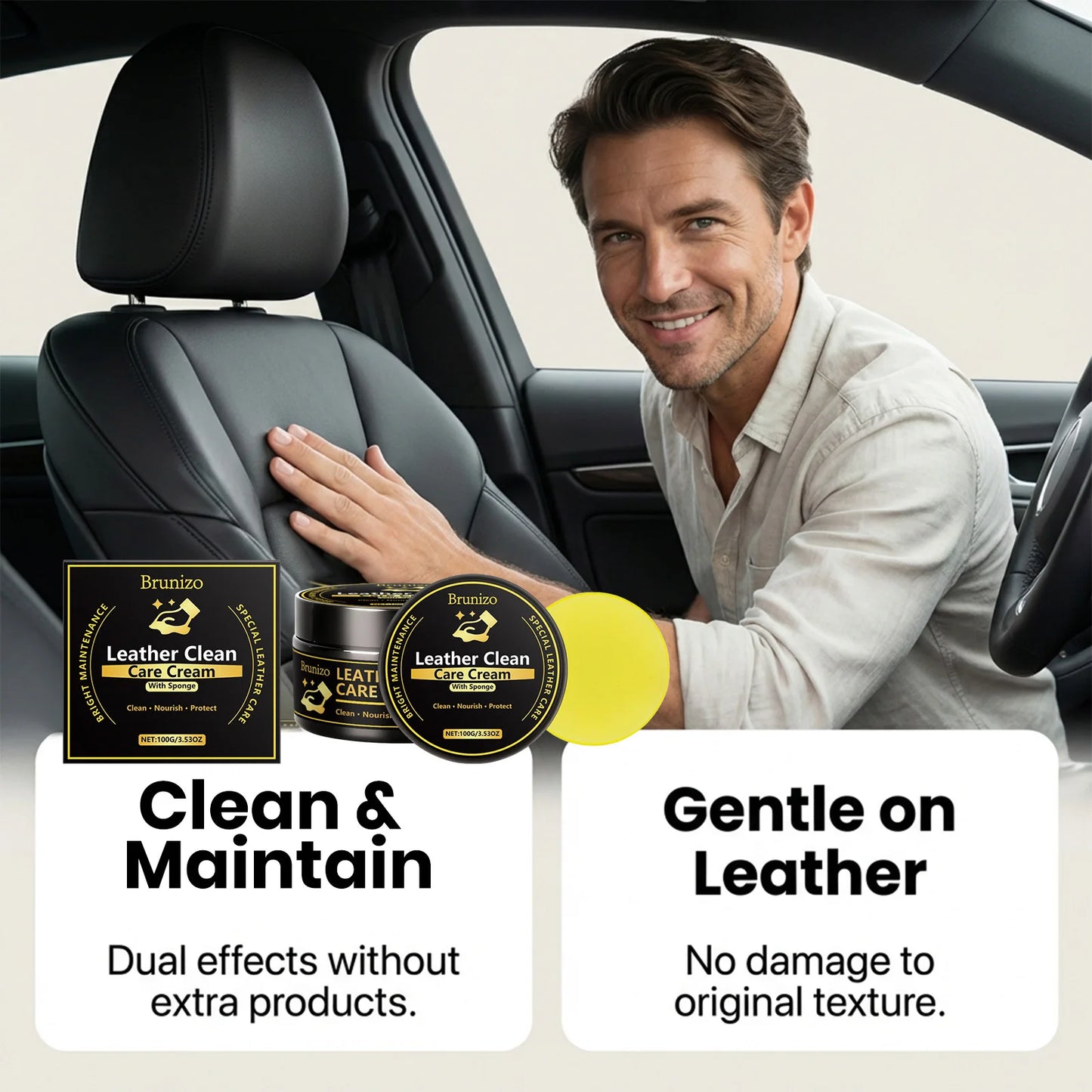 Leather Conditioner and Cleaner Leather Care Cream Car Seat Restorer Auto Interior Cleaning Kit Furniture Polish Shine Protector