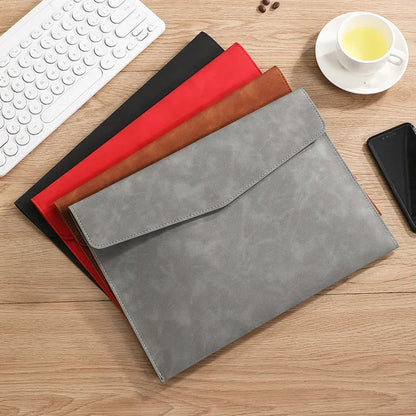 Business Company Office Leather Document Bag, Material Storage Multi-functional A4 Hasp File Bag, Simple Waterproof Laptop Bag