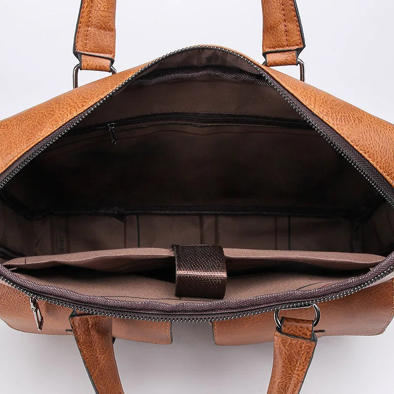 Luxury Brand Man Business Briefcase Bag PU Leather Messenger Shoulder Bag Men Office Lunch Bags For Laptop A4 File Male Handbags