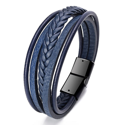 Leather Bracelet For Men New Accessories Handmade Rope Leather Folk Style Bracelet Leather Bracelet Magnetic Bracelet