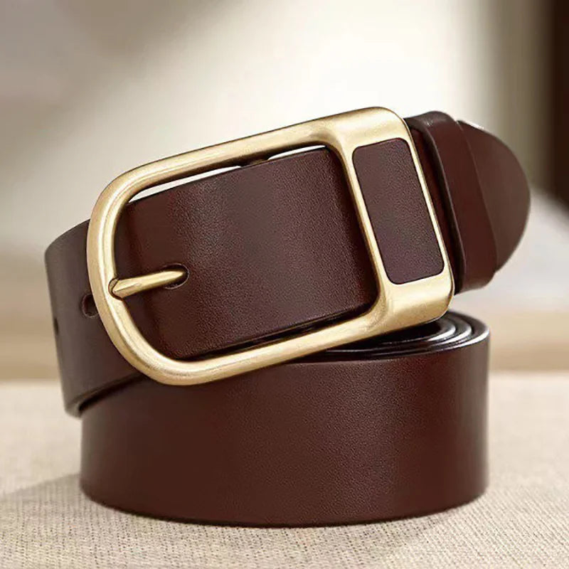 Genuine Leather For Men's High Quality Buckle Jeans Cowskin Casual Belts Business Cowboy Waistband Male Fashion Designer 2022New