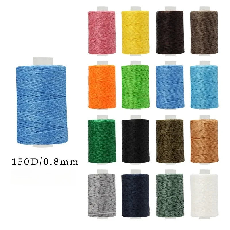 0.8mm Leather Waxed Thread 50m - High Strength 150D Braided Polyester Cord for Hand Stitching, Shoemaking, Bag Repair
