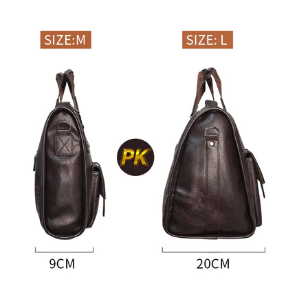 Men Leather Briefcase Large Capacity Business Handbag Messenger Bags Male Vintage Shoulder Bag Men's 14/15.6 Inch Laptop Bags