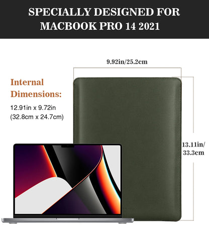 Moko Laptop Sleeve Compatible for New MacBook Pro 14 Inch M3/M2/M1 Slim Stylish Laptop Bag Made of PU Leather