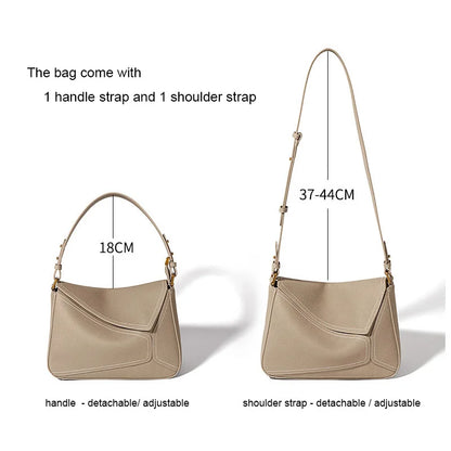 Women's Bag Genuine Leather Geometric Tote Bag 2024 Autumn Lady Underarm Shoulder Bag Female Popular Commuter Messenger Handbag