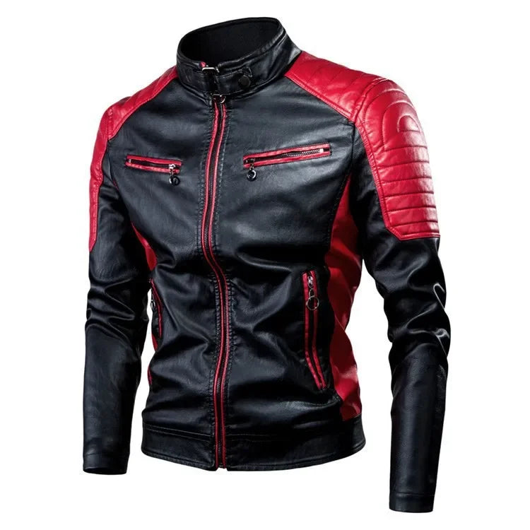 Men Slim Stand Collar Moto Leather Jackets Fit PU Leather Coats High Quality Male Fashion  Autumn Casual Leather Jackets 5XL