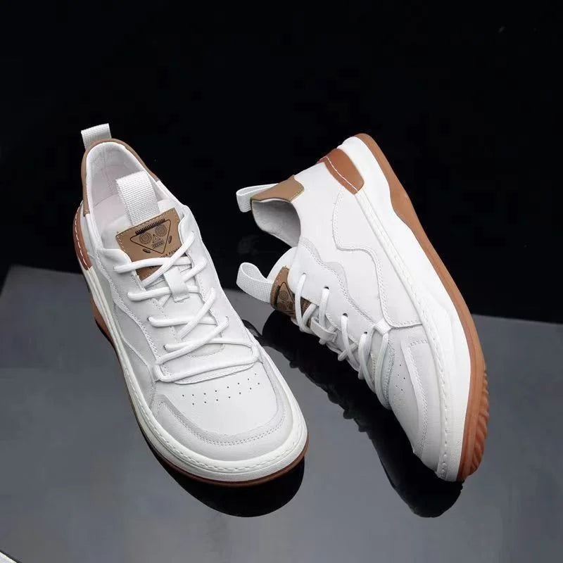 business man shoes leather black white platform men's sneakers and casual shoes high quality designer luxury shoes heren schoene