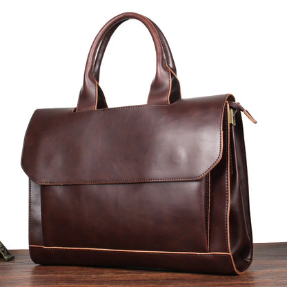 Business Casual Briefcase For Men And Women Handbag 13.3 Inch Laptop Bag Shoulder Cross Bag Crazy Horse Pu Leather Messenger Bag
