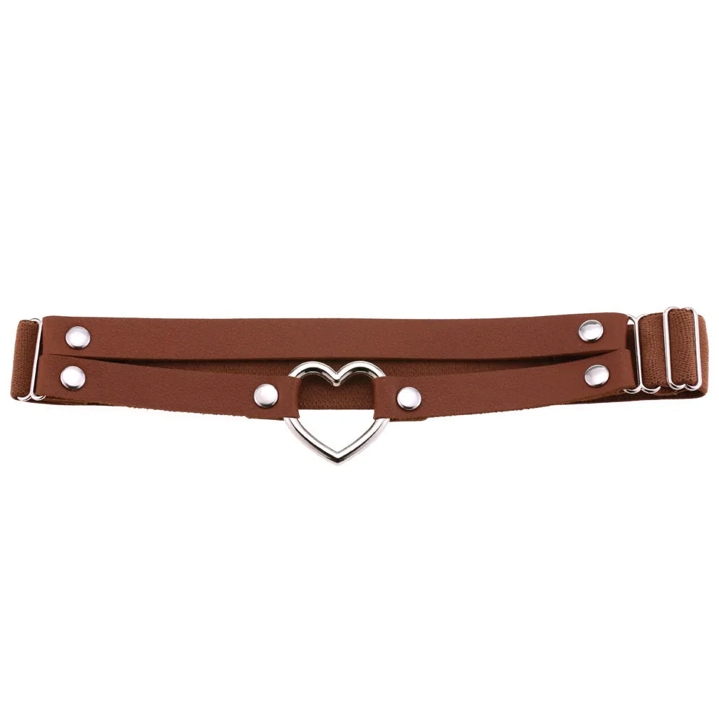 Heart Leg Garter Elastic Belt Rock Leather Leg Harness  For Women Girls Black Thigh Garter Festival Rave Accessories Adjustable