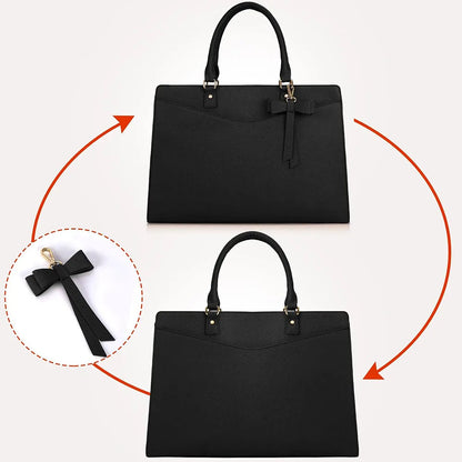 Laptop Bag for Women 15.6 Inch PU Leather Laptop Tote Bag Work Business Office Briefcase Large Lightweight Handbag Shoulder Bag