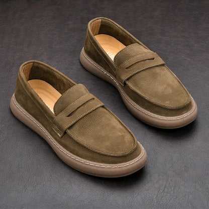 Men's Casual Leather Shoes Men Leather Original Platform Soled Cow Suede Leather Loafers Men Casual Shoes