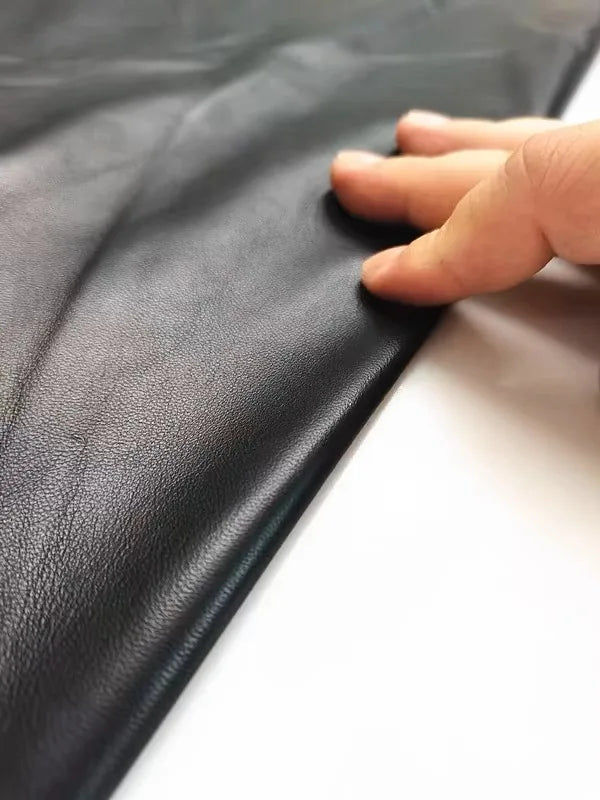 Black 0.6mm top layer sheepskin leather, handmade DIY ultra-thin clothing, genuine leather fabric, leather clothing, leather rep