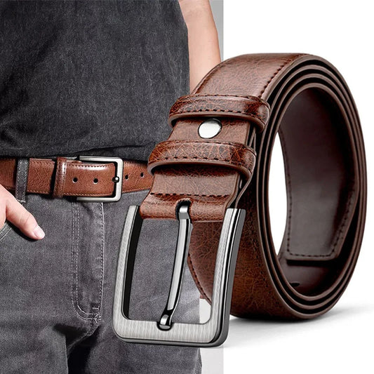 2pcs High Quality PU Leather Men's Belt, Casual and Business Needle Buckle Belts, Masculine Design, Fashion Novelty Waistband