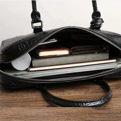 2025 New Luxury Alligator Pattern Genuine Leather Business Men's Briefcase Male Shoulder Bag Men Messenger Laptop Computer Bag