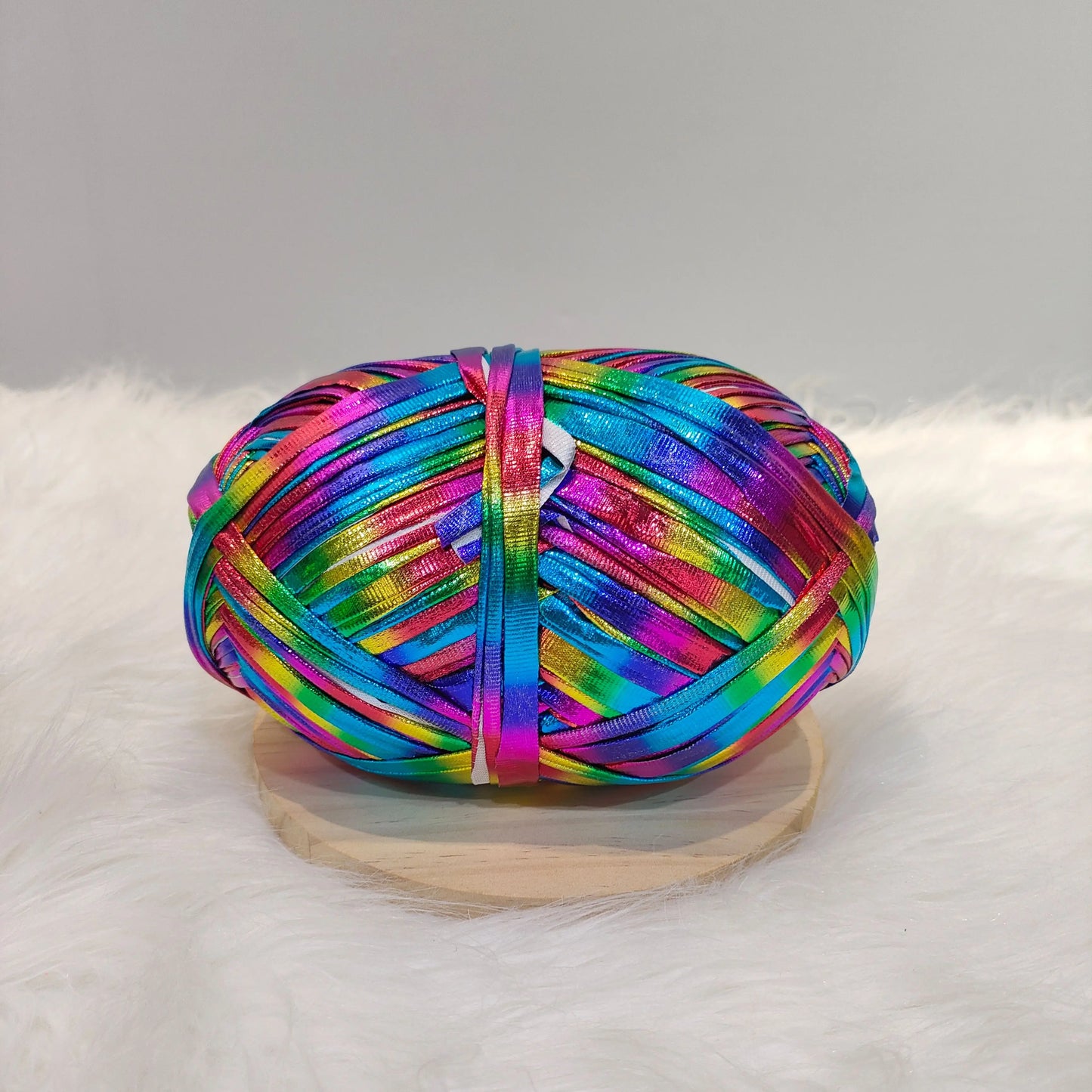 200g  Advanced customized metal texture strip thread handmade DIY woven bag material luminous bright leather material