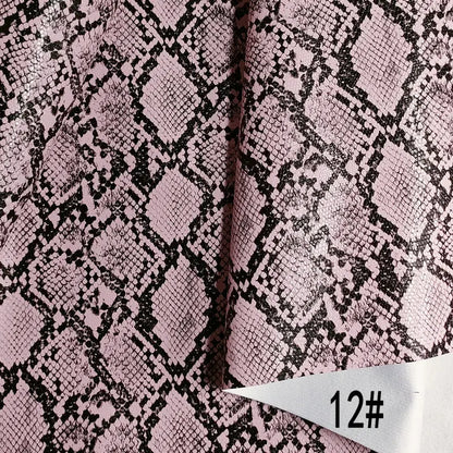 PU Snakeskin Faux Leather Fabric Roll No Adhesive for Bag Belt Headboard Sofa Upholstery Artificial Leather Animal