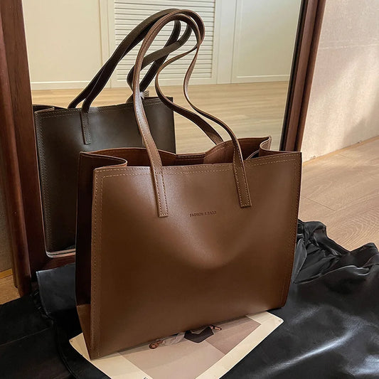 Women's Tote Bag Women Handbags Large Capacity Female Luxury High Quality PU Leather Simple Designer Shoulder Bag Сумка Женская