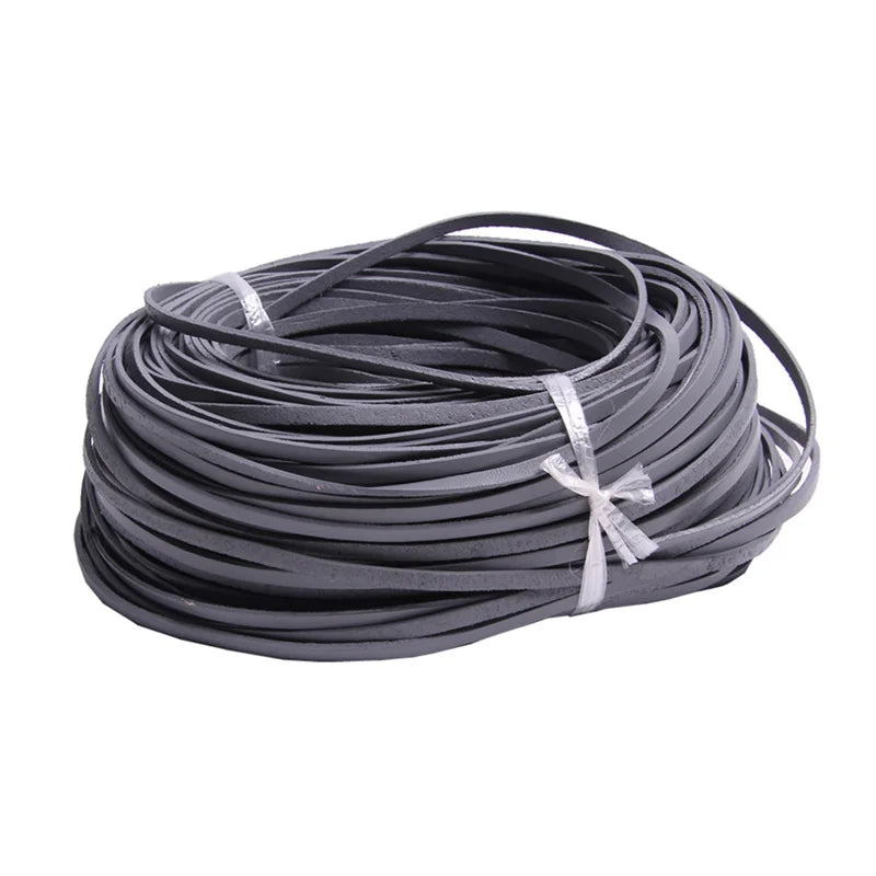 5meters 3mm Round Flat Genuine Leather Cord Thread Black Brown Color Leather Rope String Diy Bracelet Necklace Jewelry Making