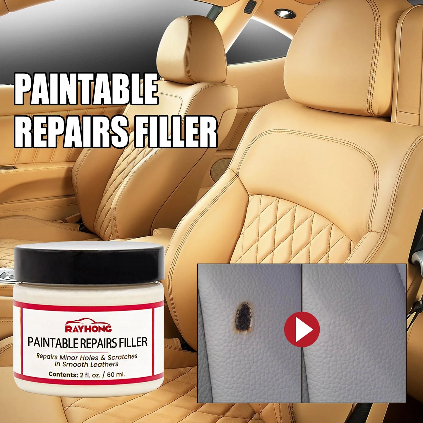 60ml Leather Restoring Paste Natural Leather Filler Repair Compound Leather Restoration Cream For Tears Crack Burns Holes Filler
