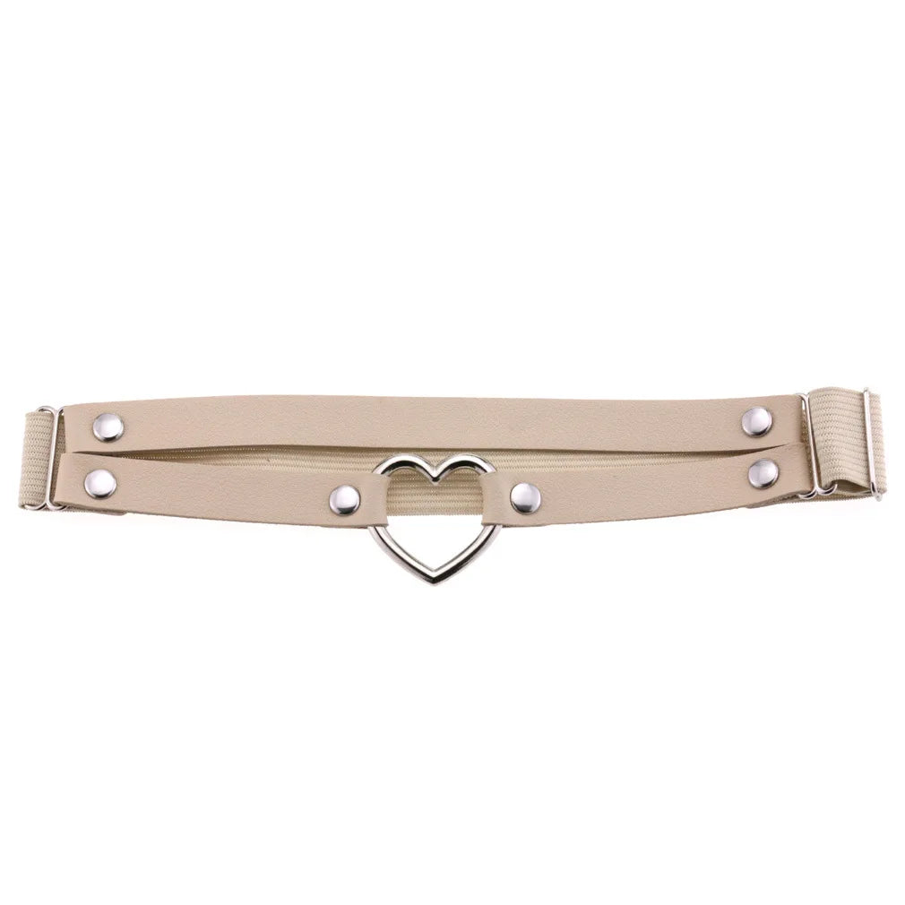 Heart Leg Garter Elastic Belt Rock Leather Leg Harness  For Women Girls Black Thigh Garter Festival Rave Accessories Adjustable