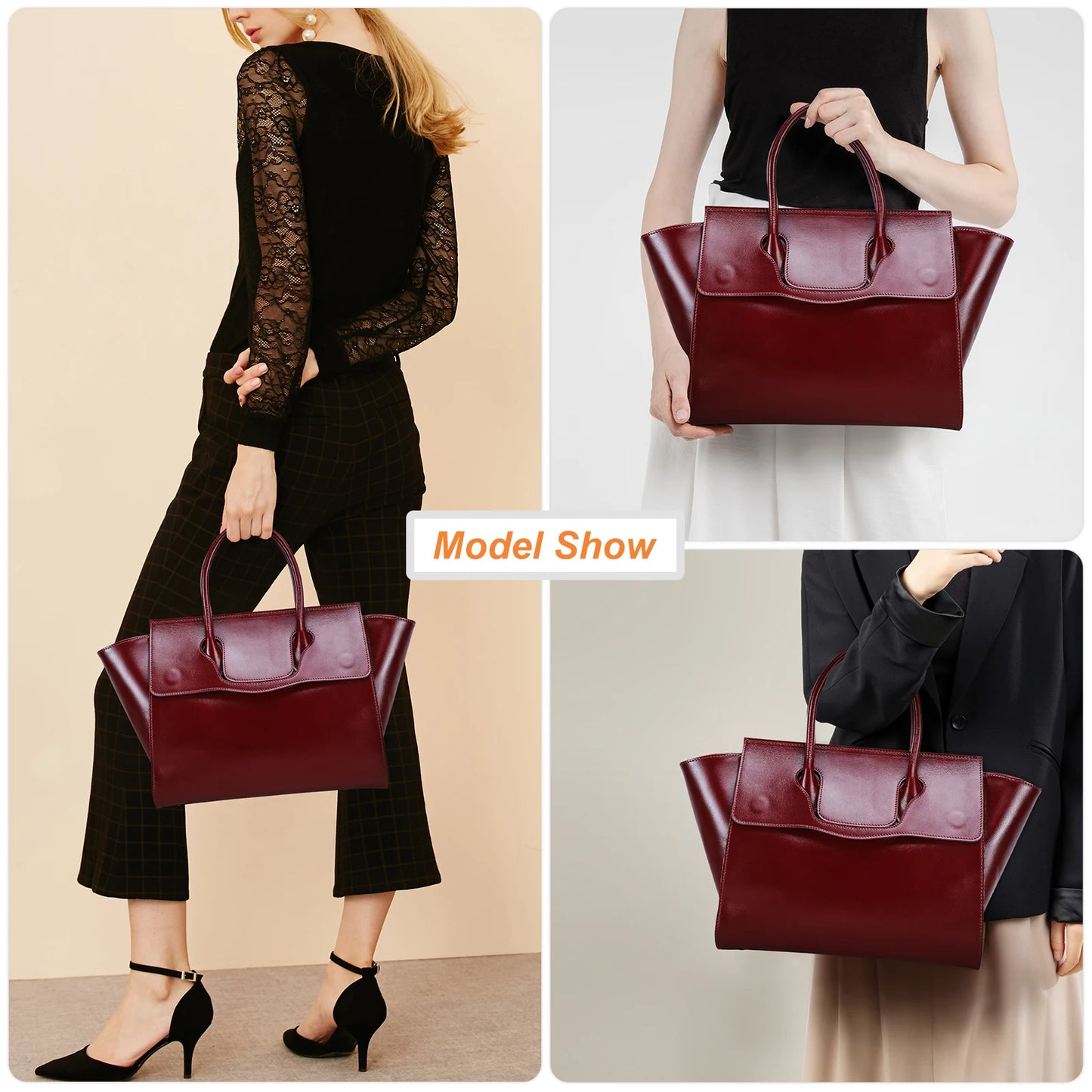 CONTACT'S Genuine Leather Women Business Bags Red Briefcase Luxury Designer Office Ladies Tote Laptop Bag for 14.2" Macbook Pro