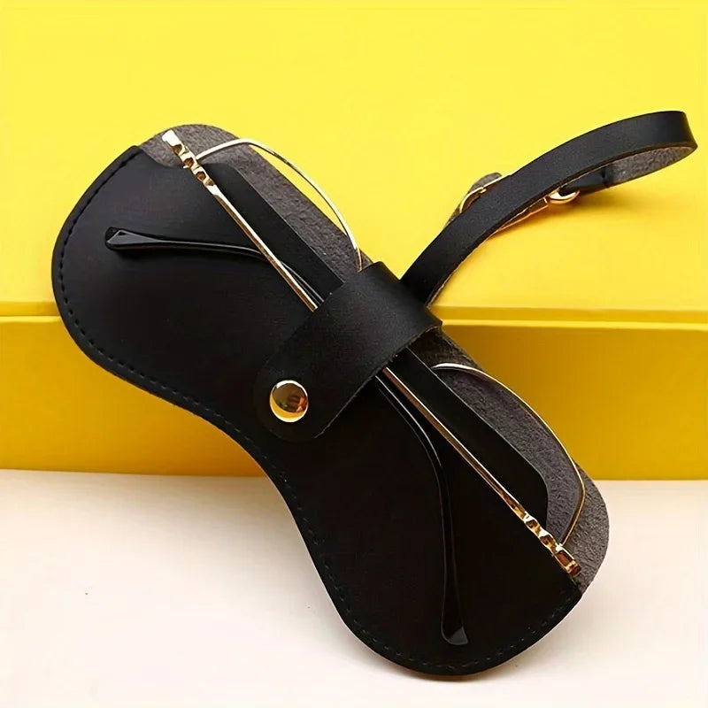 Soft Leather Sunglasses Bag- Leather Glasses Case Holder Portable Slim Sunglasses Pouch Eyeglass Case