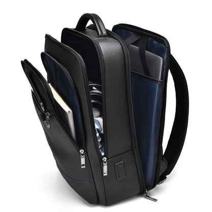 Men's Business Trip Backpack High Quality PU Leather Laptop Bag Men Commute Large Capacity Executive Office Travel Backpacks