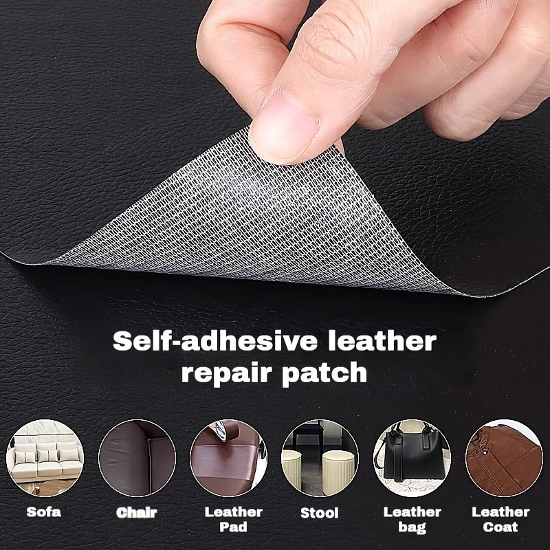 Self-Adhesive Pu Leather Repair Patch, Waterproof and Wear-Resistant Synthetic Leather Patch, Can Be Freely Cut, Used for Car Seats, Sofas, Bags, Shoes, Furniture Renovation, DIY Soft Decoration Leather Tape