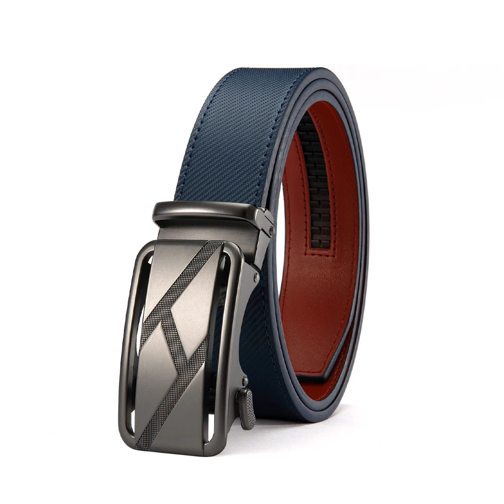 New Business Leisure Men's Alloy Square Buckle Belt Men's Luxury Designer High Quality Leather Cowboy Belt Multi Color