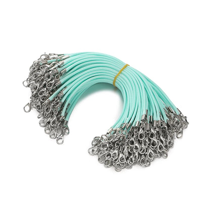 10pcs 2mm PU Leather Wax Thread 13cm Braided Strings With Alloy Lobster Clasp Bracelet Cord for DIY Jewelry Making Supplies