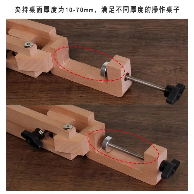 Leather Tools Handmade DIY Hand-stitched Wooden Clip Adjustable Foldable Clip Desktop Leather Stitching Holder