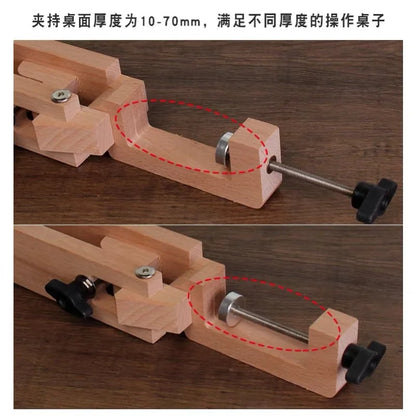 Leather Tools Handmade DIY Hand-stitched Wooden Clip Adjustable Foldable Clip Desktop Leather Stitching Holder