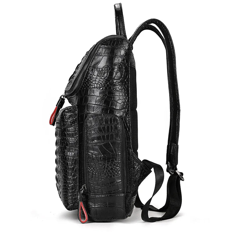 Crocodile Genuine Leather 15.6 inch Laptop Backpack Men Travel Bags Bagpack Waterproof Big Backpack For Teenager Schoolbag