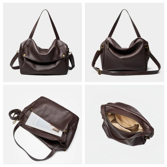 Luxury Handbags Soft Leather Shoulder Bags For Women 2025 New First Layer Cowhide Crossbody Bag Designer Purses Slouchy Tote Bag