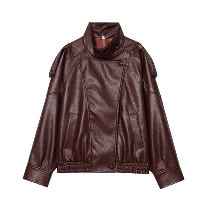 MUJER Faux Leather Women's Jacket Black Oversize Bomber Jackets for Women Outerwears Winter Overcoat Female Fashion Jacket Woman