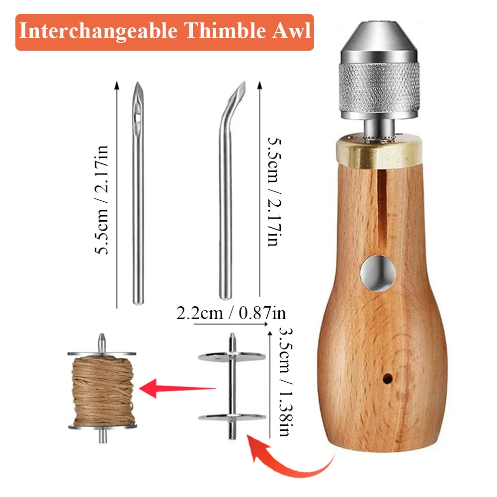 Leather Sewing Awl Thread Kit Hand Sewing Tools DIY Leather Sewing Kit Leather Working Shoes Canvas Repair Tool Portable