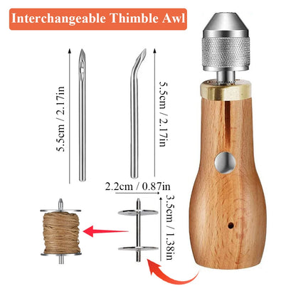Leather Sewing Awl Thread Kit Hand Sewing Tools DIY Leather Sewing Kit Leather Working Shoes Canvas Repair Tool Portable