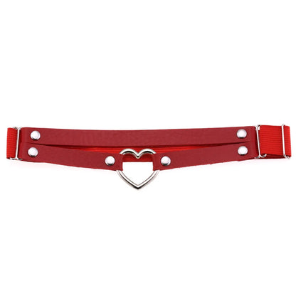 Heart Leg Garter Elastic Belt Rock Leather Leg Harness  For Women Girls Black Thigh Garter Festival Rave Accessories Adjustable
