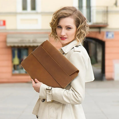 New Laptop Bag Cowhide Retro Fashion Protective Case Macbook Liner Tablet Storage Clutch Bag