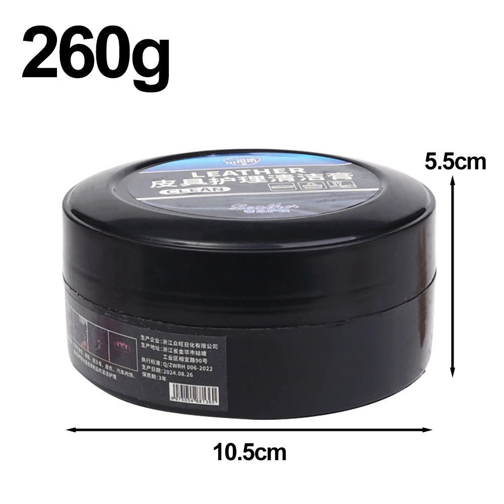 260g Car Leather Care Refurbishing Paste Auto Interior Stain Remover Cleaner Leather Polishing Maintenance Tool Car Accessories