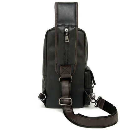 Leather Crossbody Bags for Men Messenger Chest Bag 2024 New Fashion Casual Bag Waterproof PU Single Shoulder Bags Vintage Luxury
