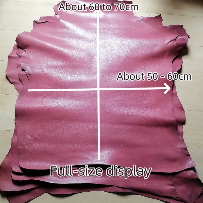 1.1/1.2mm Deep Pink Vegetable-Tanned Sheepskin. Top-Grain Leather. Genuine Leather Fabric. DIY For Bags By Hand. Whole Sheepskin
