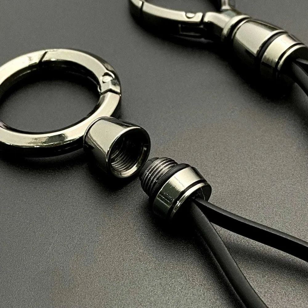 Leather Ropes Car Pendant Keyring Simple Hanging Car Men Women  Personalized Keychain Buckle Stainless Charm Accessories