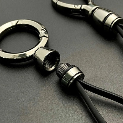 Leather Ropes Car Pendant Keyring Simple Hanging Car Men Women  Personalized Keychain Buckle Stainless Charm Accessories