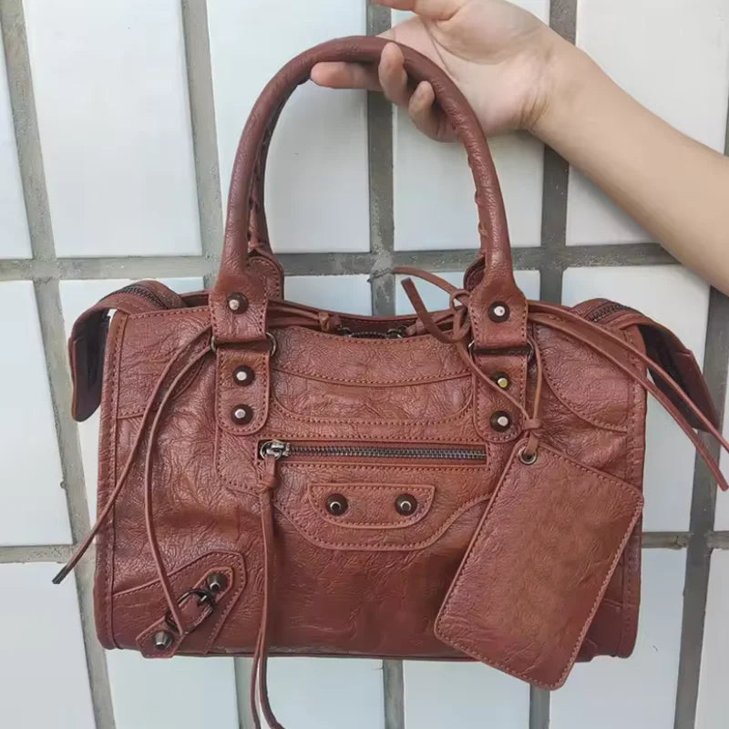 Handbags For Women 2026 New High Capacity Shoulder Bags Motorcycle Lady Travel Bag Luxury Brand Hobos Bags Cross-body Handbags