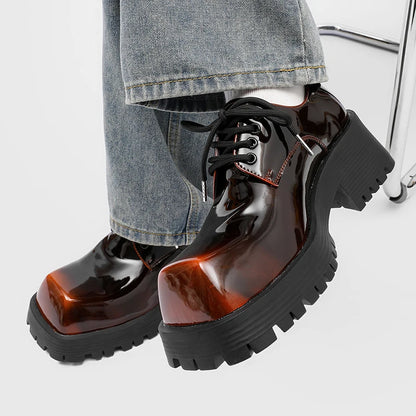 Men's thick soled leather shoes Luxury designer style Work Business Office fashion party 38-46 Casual lace up derby shoes