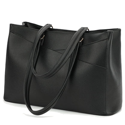 Laptop Tote Bags for Women 15.6 Inch Pu Leather with Pockets Top Handle Computer Handbags Business Office Work for Ladies
