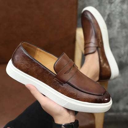 Casual Leather Shoes Men Summer Breathable British Style Loafers Men's New Business Men's Casual Designer Shoes Big Size 38-46